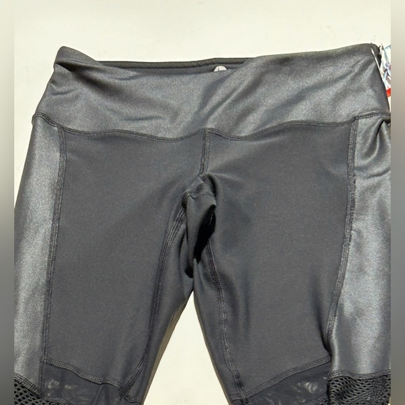 #059 Sz XS 90-Degree by Reflex Black/Gray Workout/Gym/Yoga Mesh Leggings - NWT - Picture 1 of 11